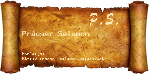Prácser Salamon névjegykártya